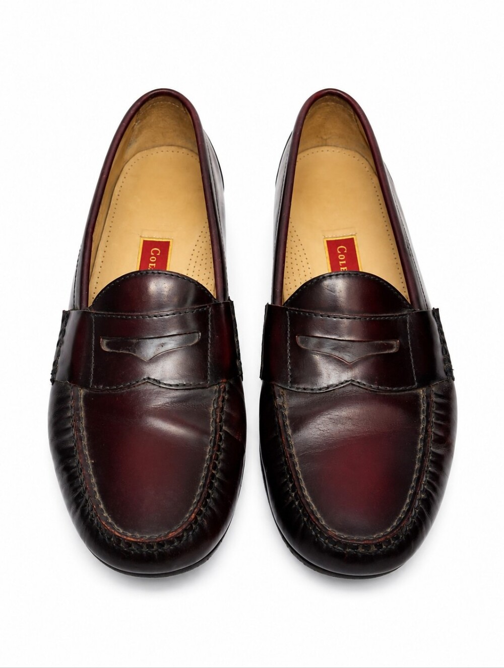 Cole Haan Burgundy Leather Penny Loafers Men’s Oxblood Slip On Dress Shoes 12D